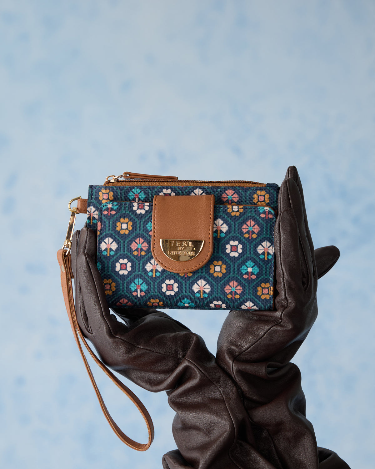 Teal by Chumbak Pixel Flower Wristlet