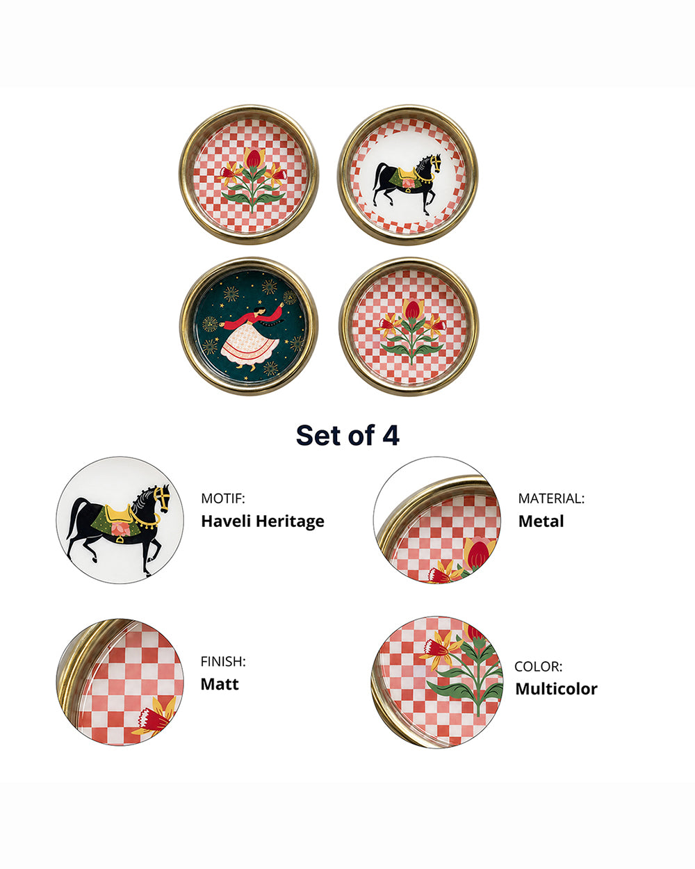 Charbhagh Coasters Set of 4 | Haveli Socials