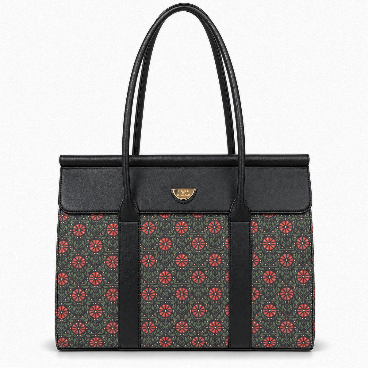 Teal by Chumbak Crimson Phool Jaal Flap Work Tote