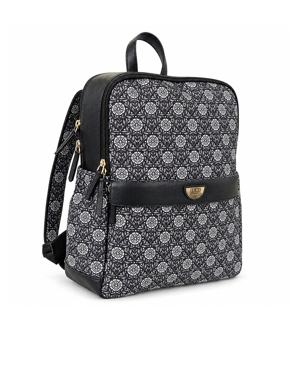 Teal by Chumbak Midnight Phool Double Zip Laptop Backpack