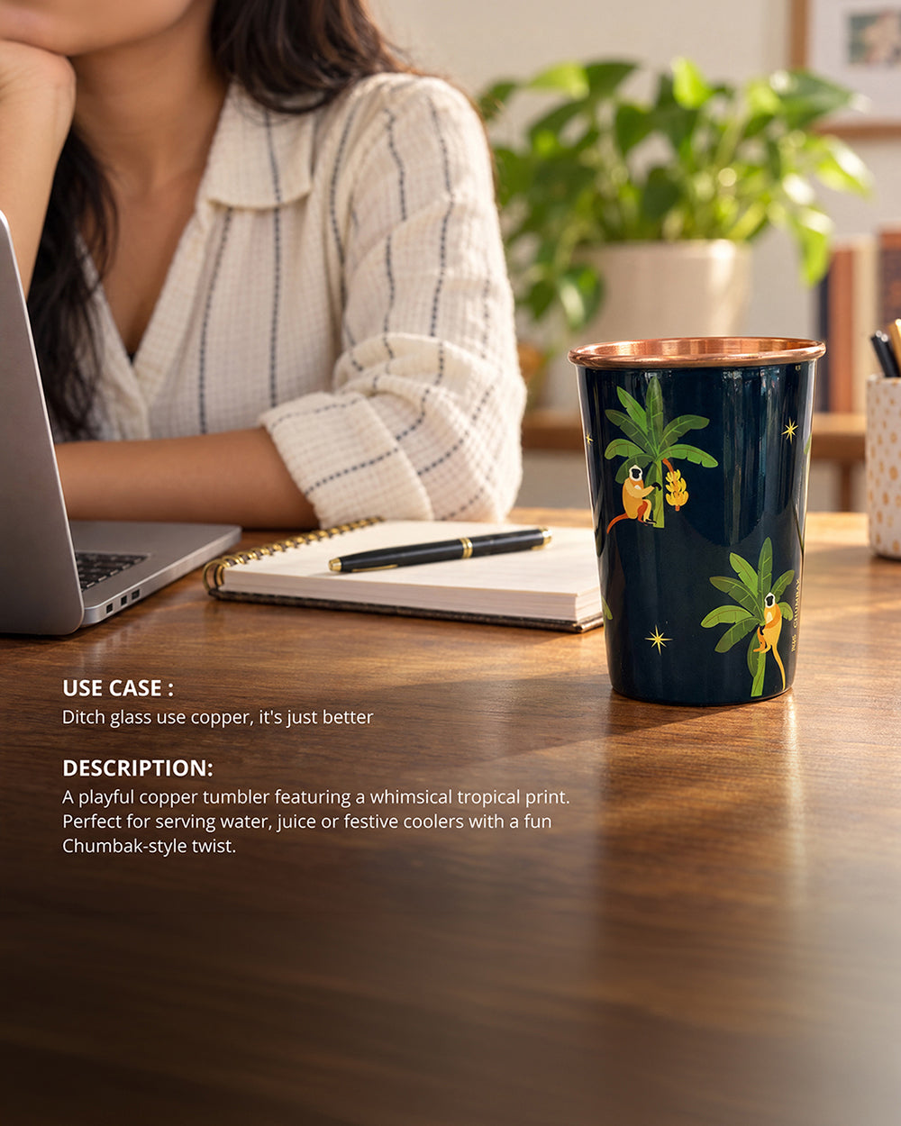 Monkey Business Copper Tumbler | Haveli Socials
