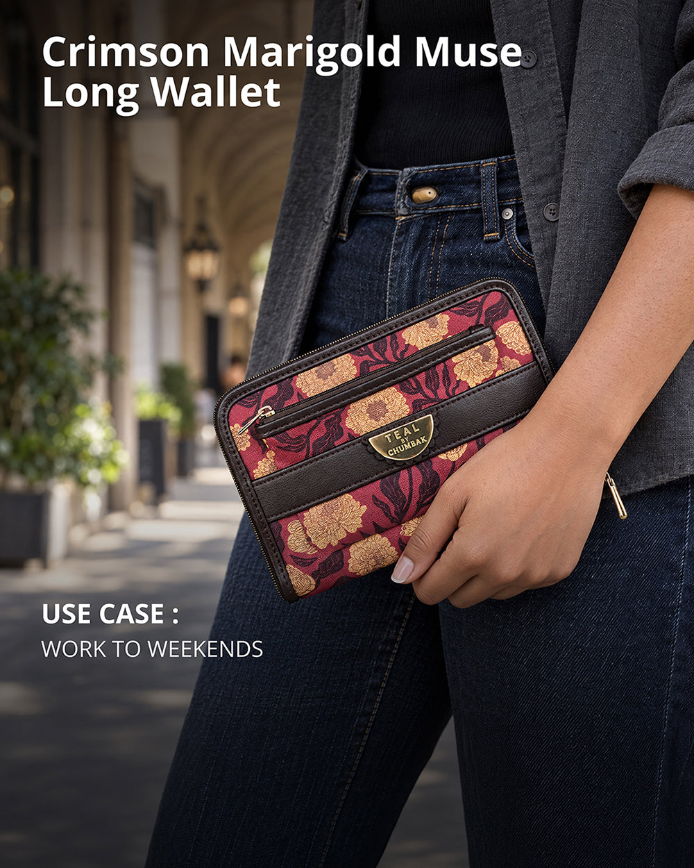 Teal by Chumbak Crimson Marigold Muse Long Wallet