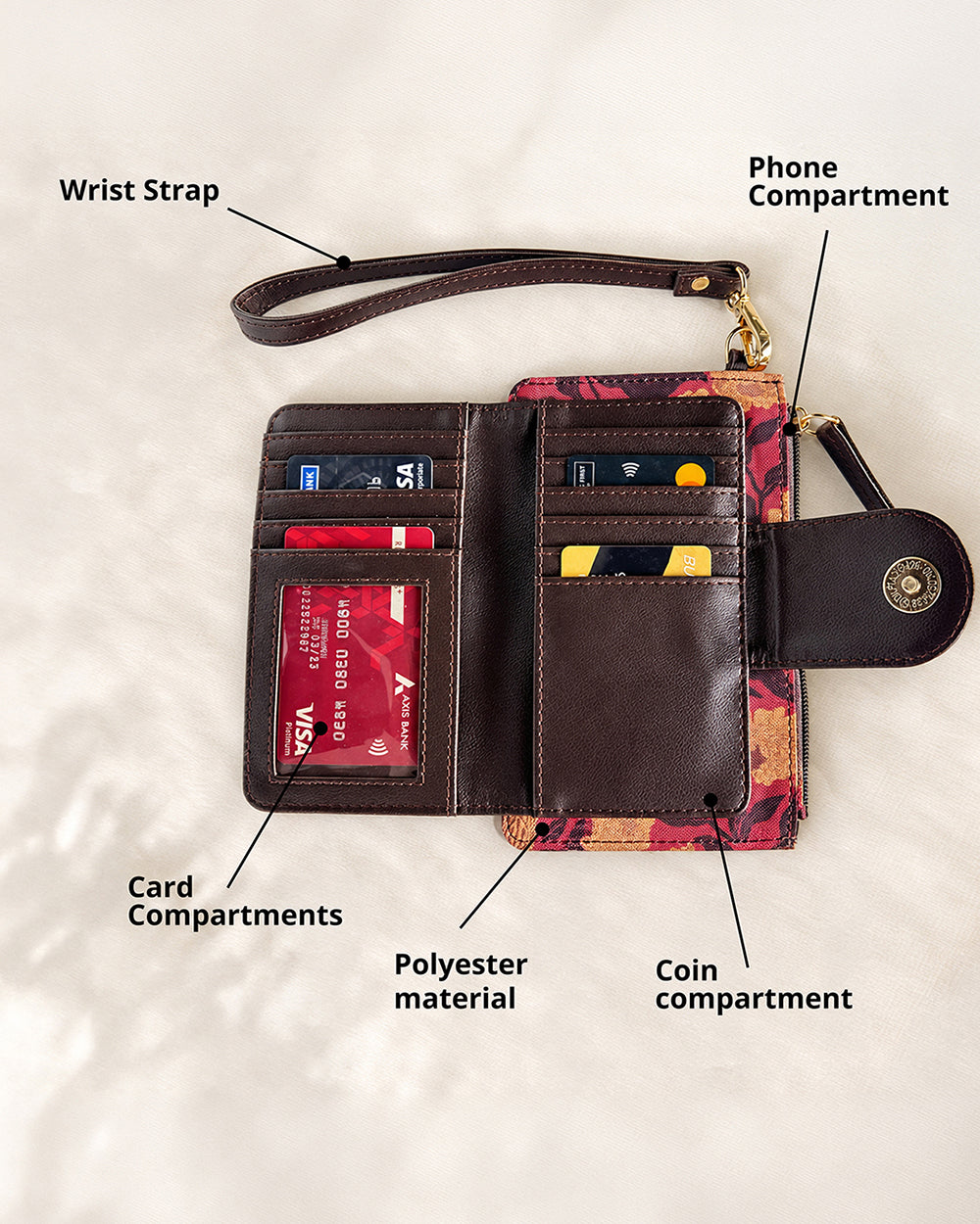 Teal by Chumbak Crimson Marigold Muse Wristlet Wallet