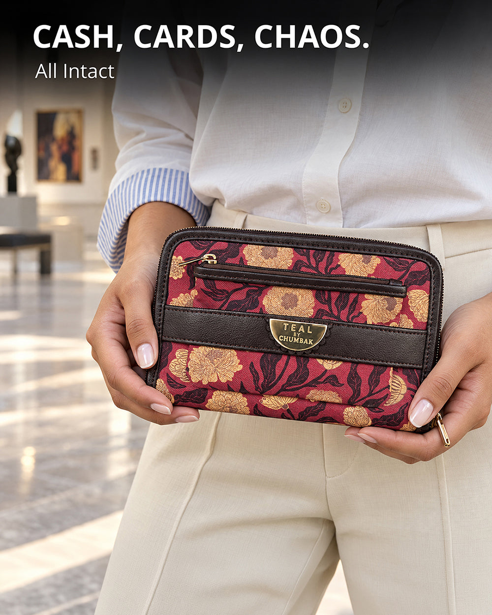 Teal by Chumbak Crimson Marigold Muse Long Wallet