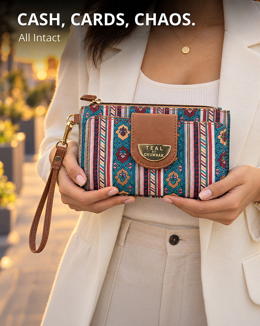 Teal by Chumbak Botanical Bail Wristlet Wallet