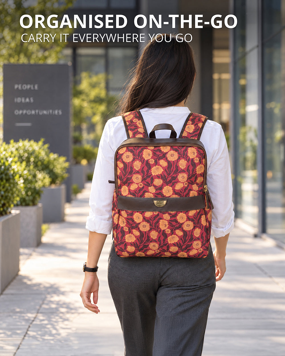 Teal by Chumbak Marigold Muse Double Zip Laptop Backpack