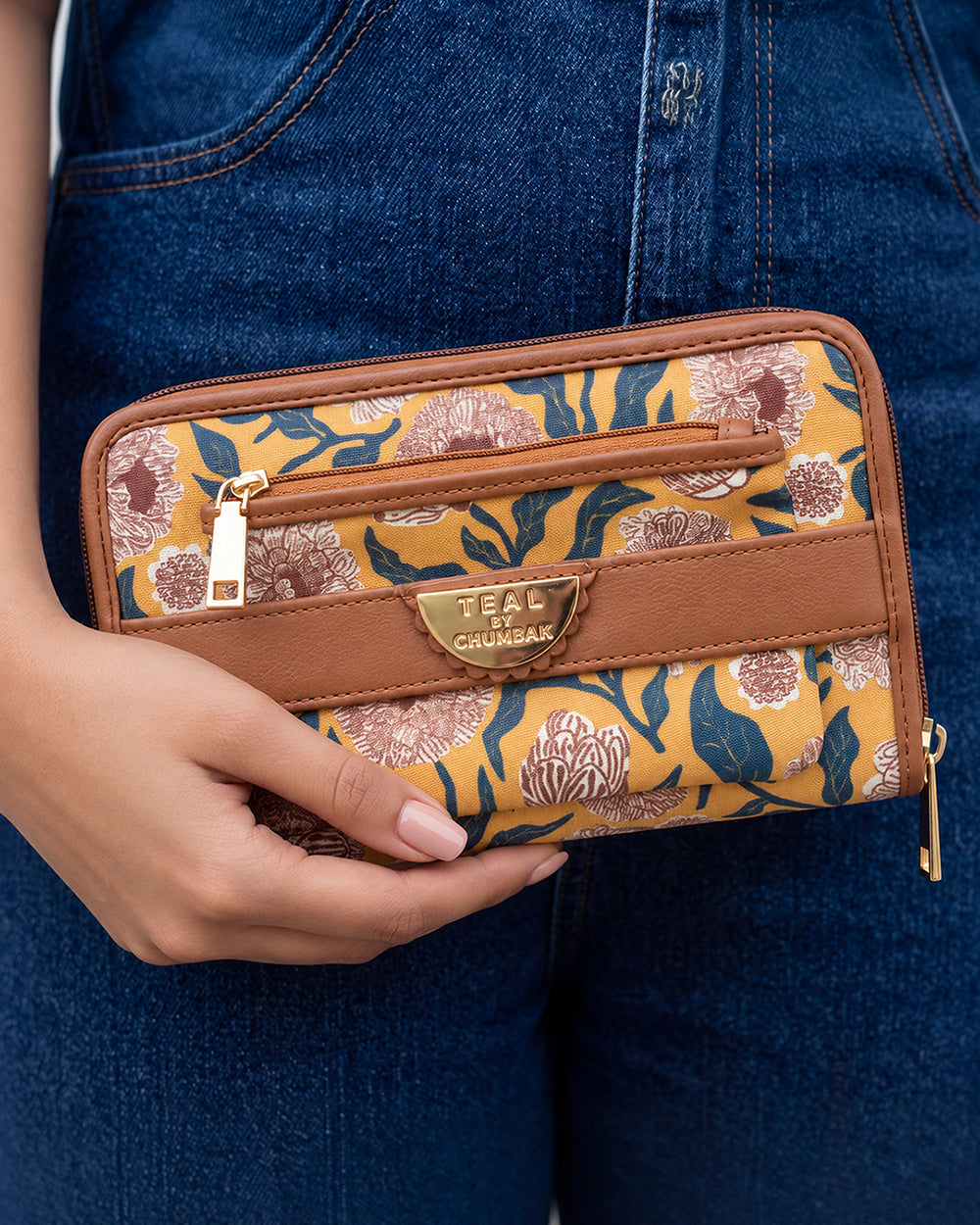 Teal by Chumbak Ivory Marigold Muse Long Wallet