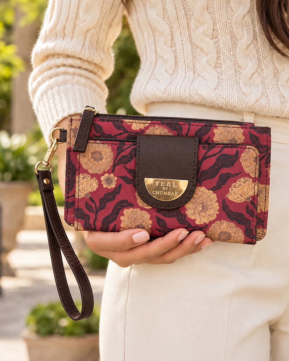 Teal by Chumbak Crimson Marigold Muse Wristlet Wallet