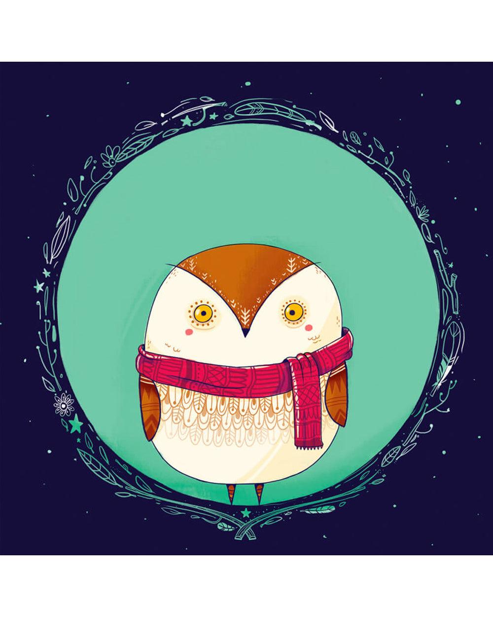 Chumbak Circle Owls Teal Wall Art