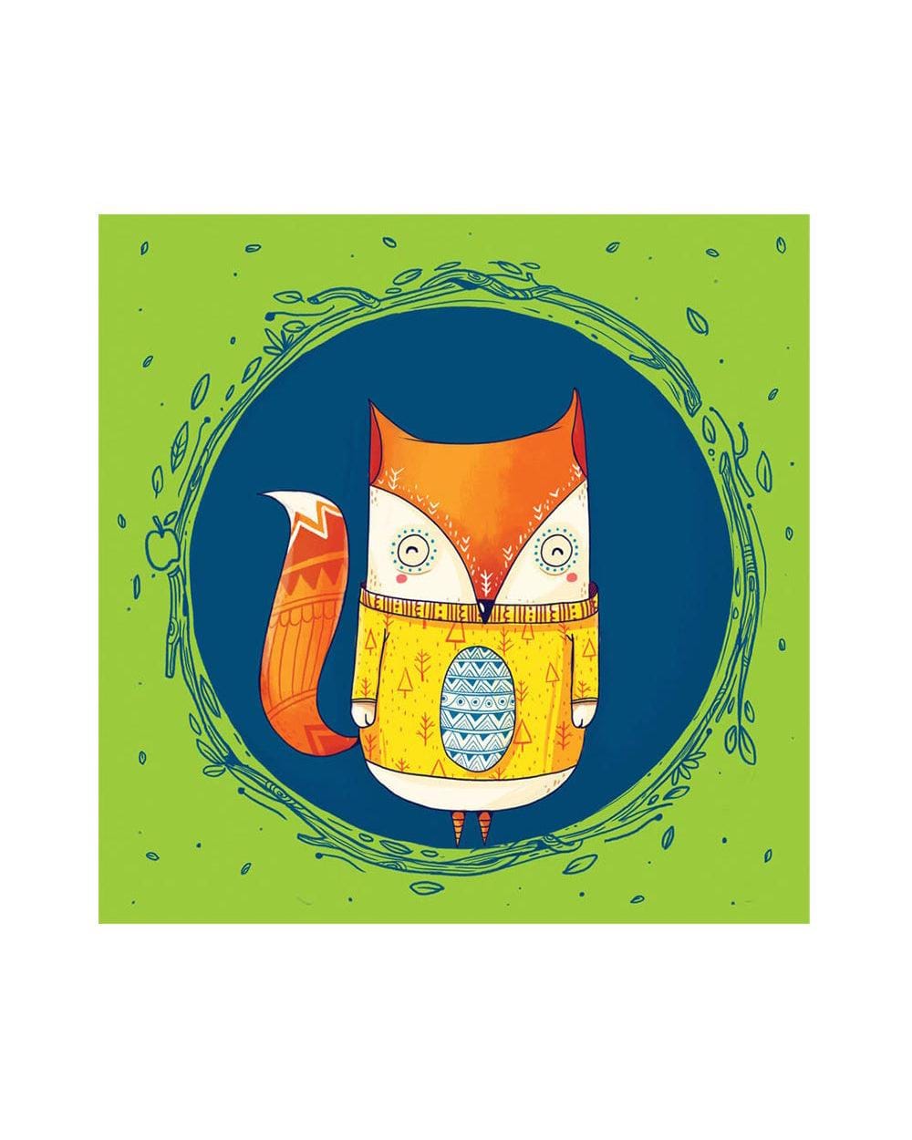 Chumbak Circle Fox Green Wall Art