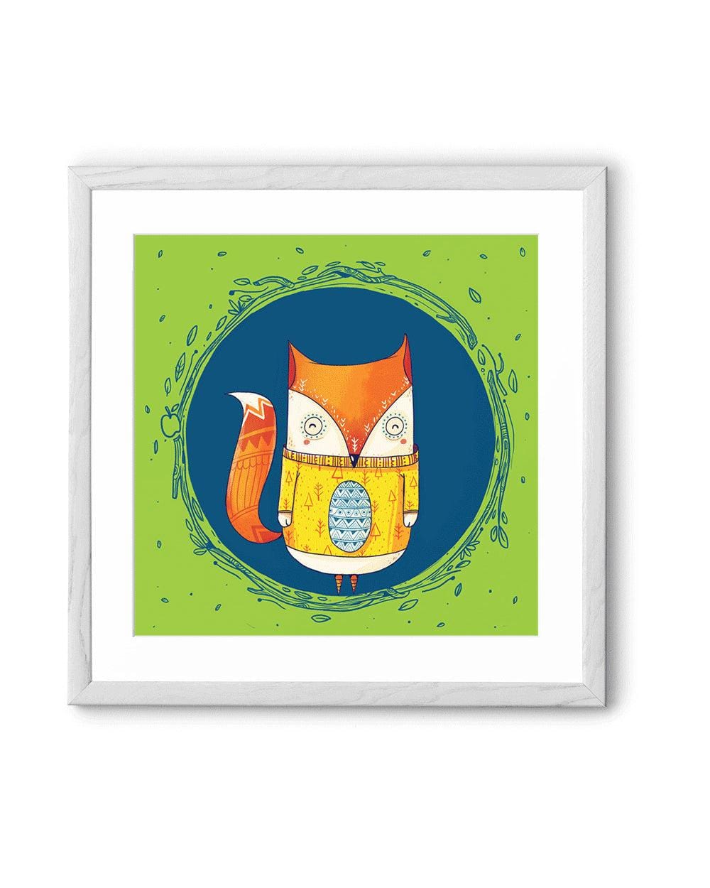 Chumbak Circle Fox Green Wall Art