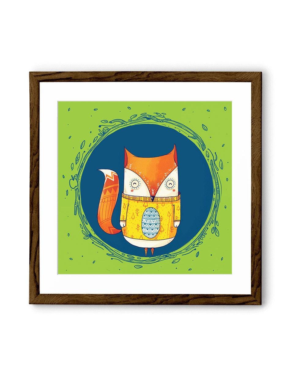Chumbak Circle Fox Green Wall Art