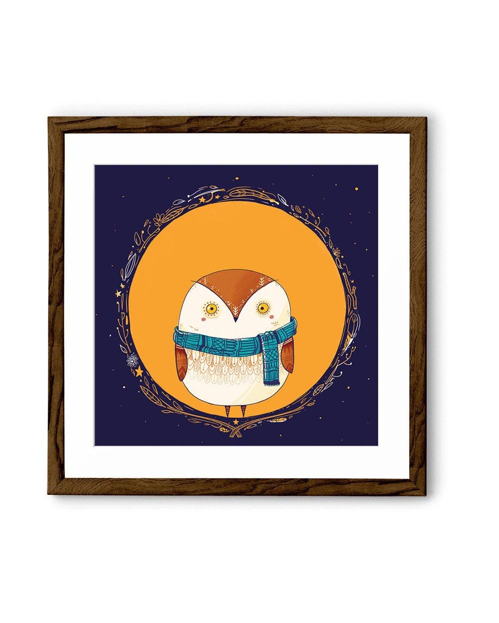 Chumbak Circle Owl Orange Wall Art
