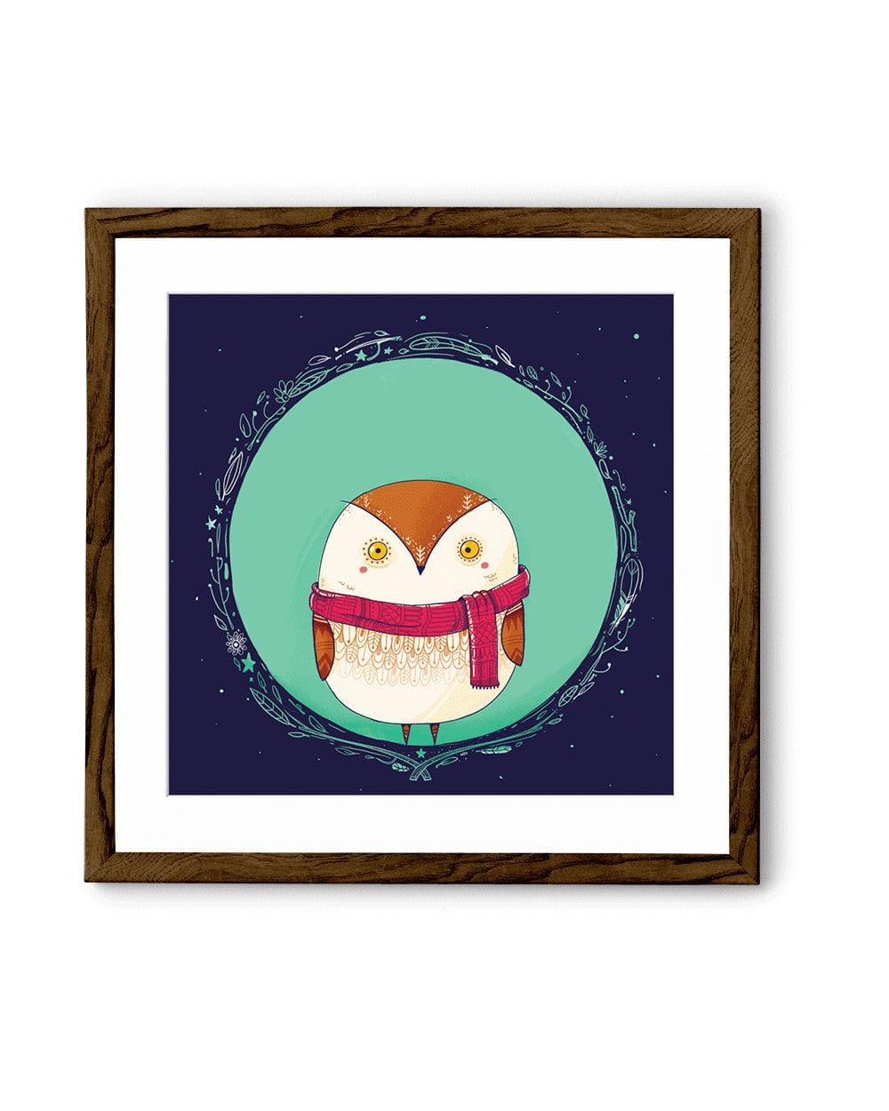 Chumbak Circle Owls Teal Wall Art