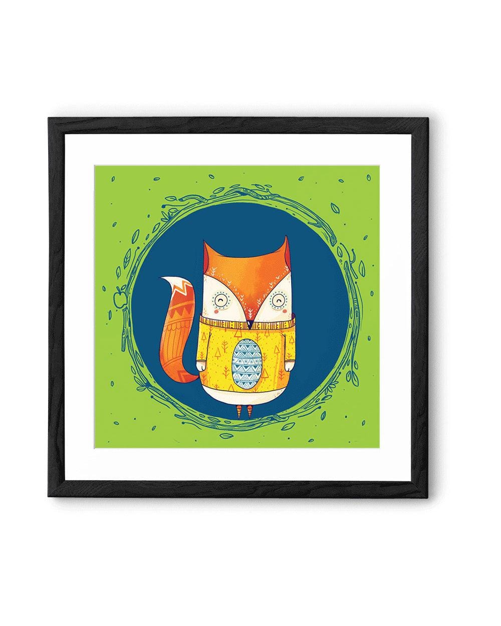 Chumbak Circle Fox Green Wall Art