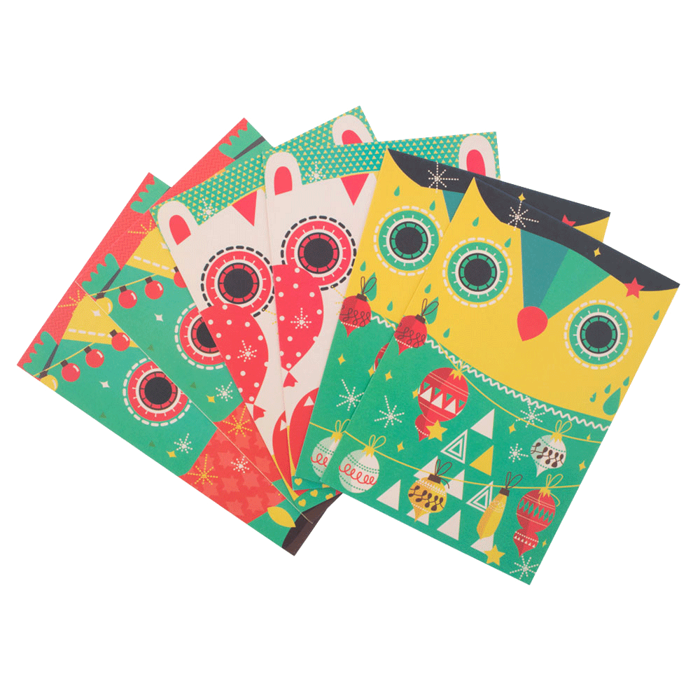 Chumbak Tinsel Town Animals Greeting Card- Set of 6