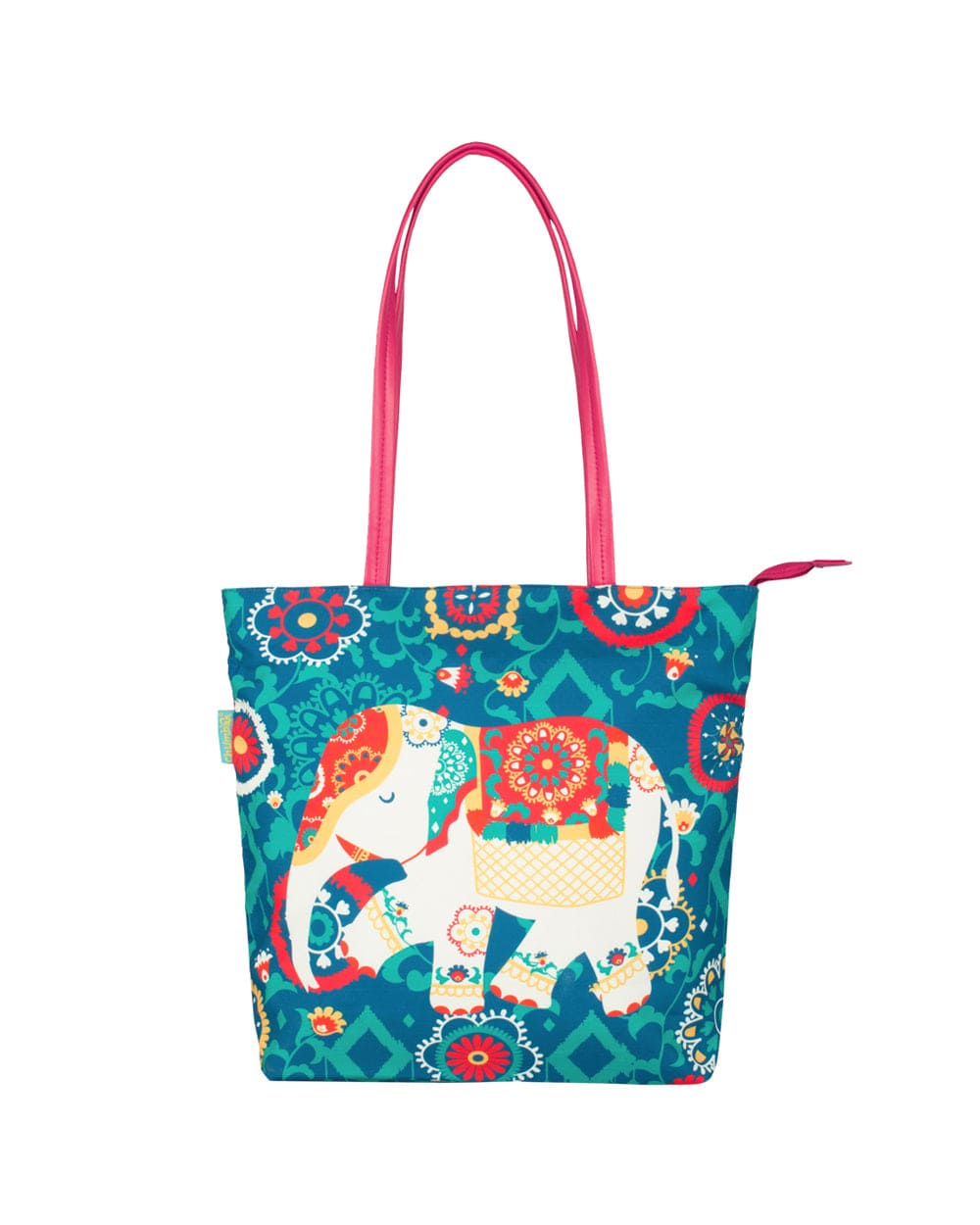 Chumbak Regal Elephant Tote Bag - Teal