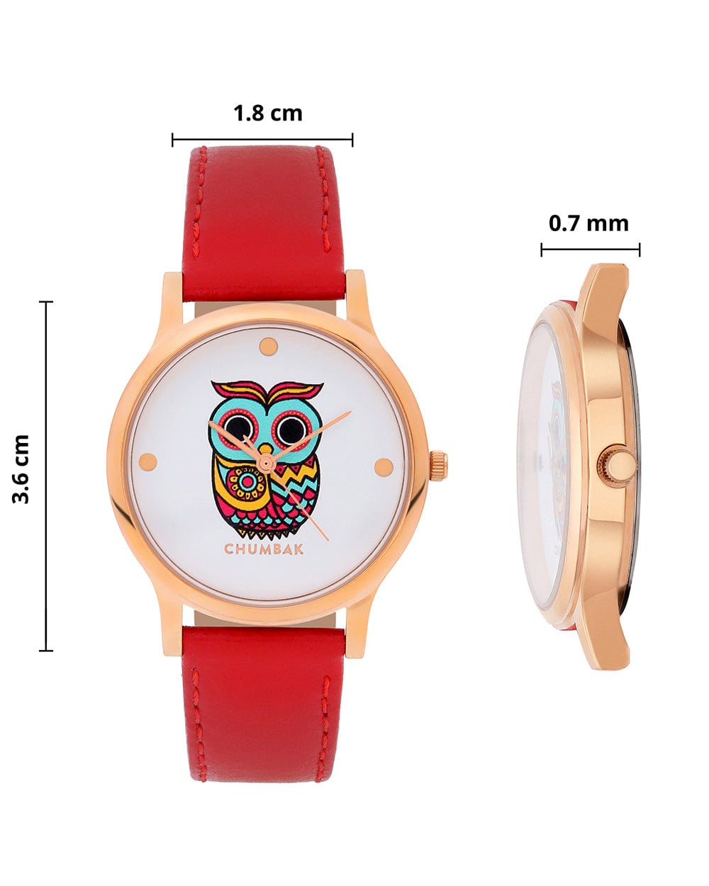 Chumbak TEAL by Chumbak Classic Owl Red Wrist Watch