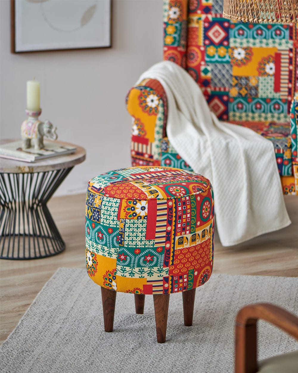Chumbak The French Pouffe - Floral Swirls