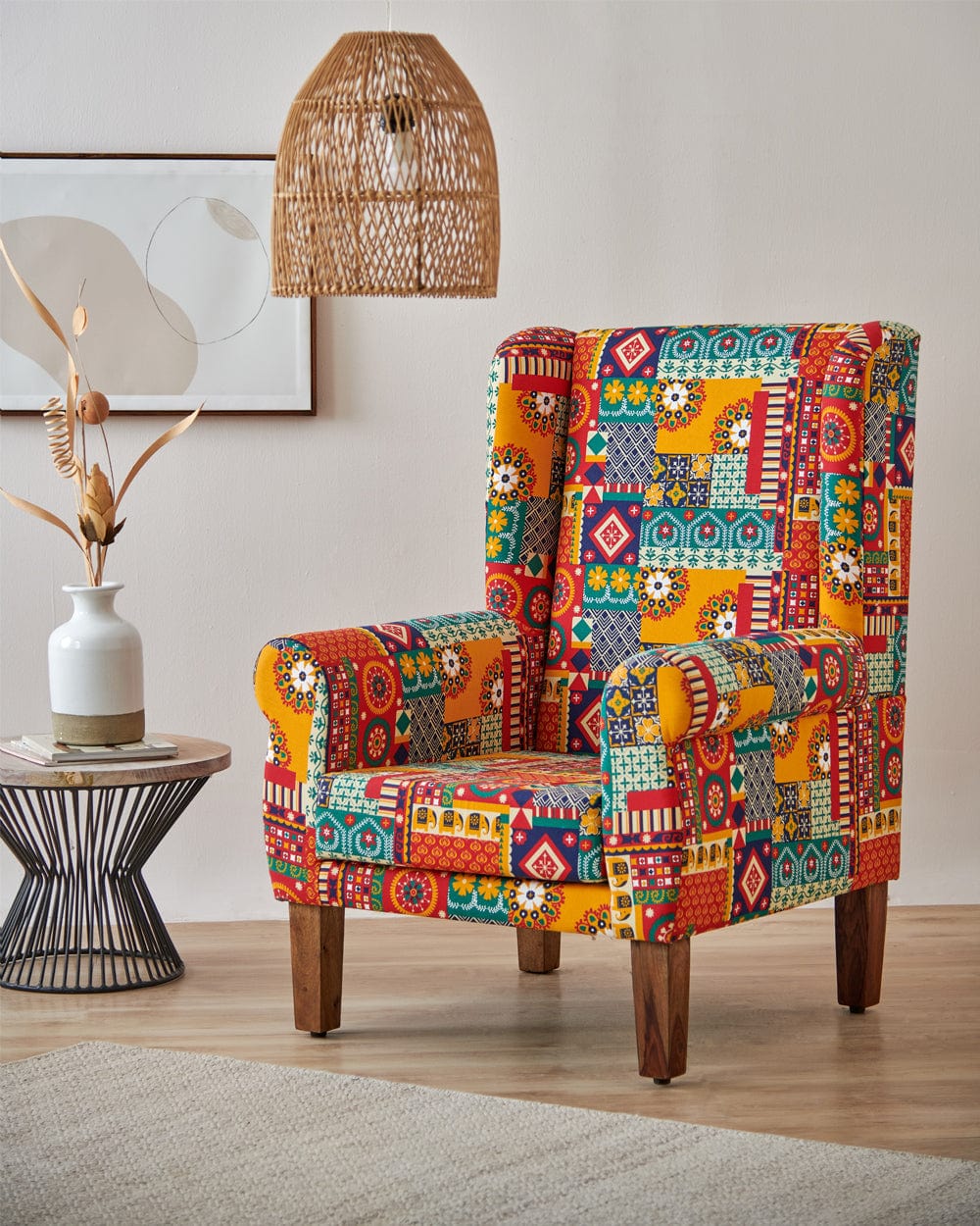 Chumbak The Begum Wing Chair -Floral Swirls