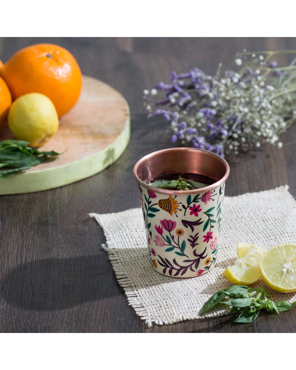 Chumbak Floral Spice Copper Tumbler - Small
