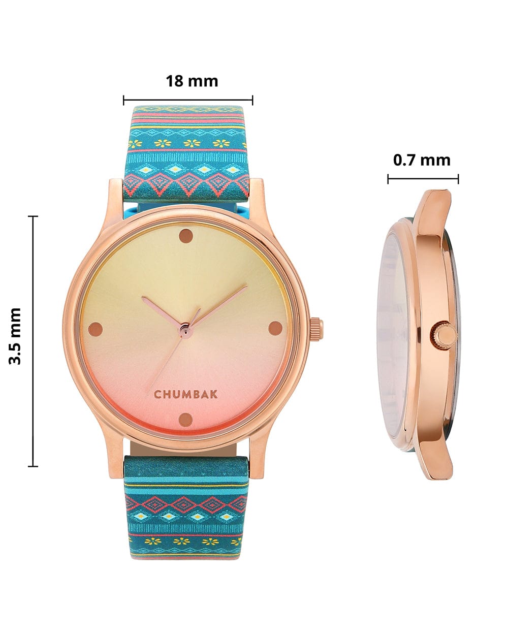 Chumbak TEAL by Chumbak Ombre Aztec Watch Teal