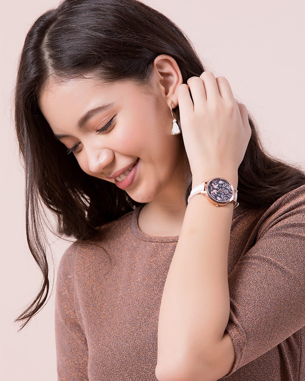 TEAL by Chumbak Floral Birds Wrist Watch- Pink