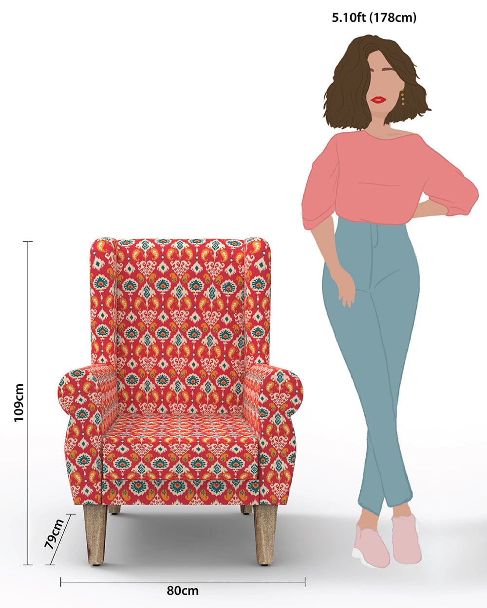 Chumbak The Begum Wing Chair -Printed