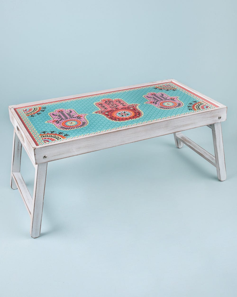 Chumbak Peaceful Palms Foldable Breakfast Table - Ivory