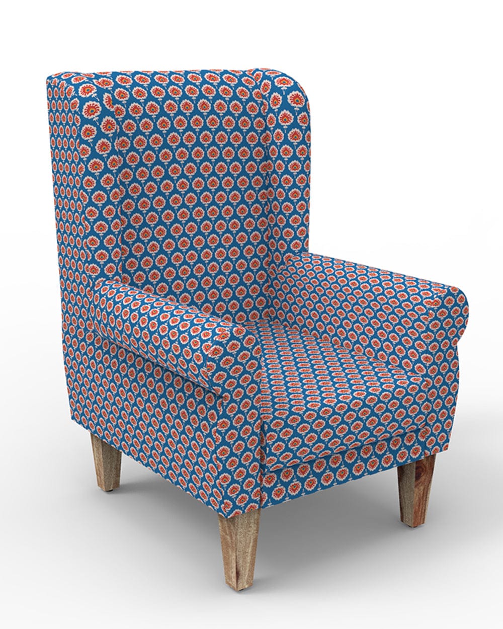 Chumbak Begum Wing Chair - Blue Ikkat