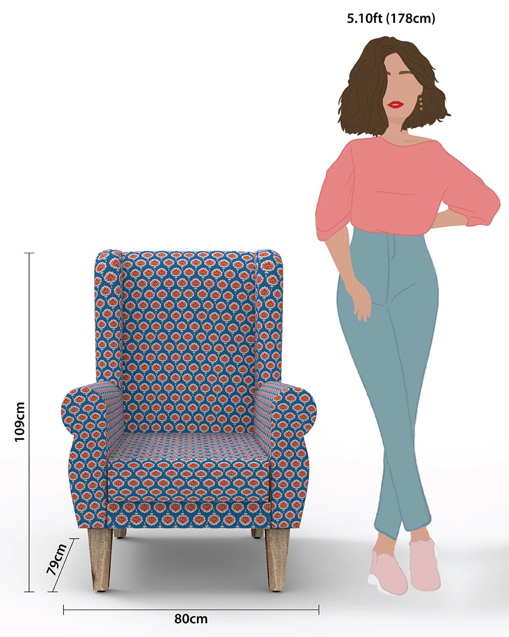 Chumbak The Begum Wing Chair -Printed