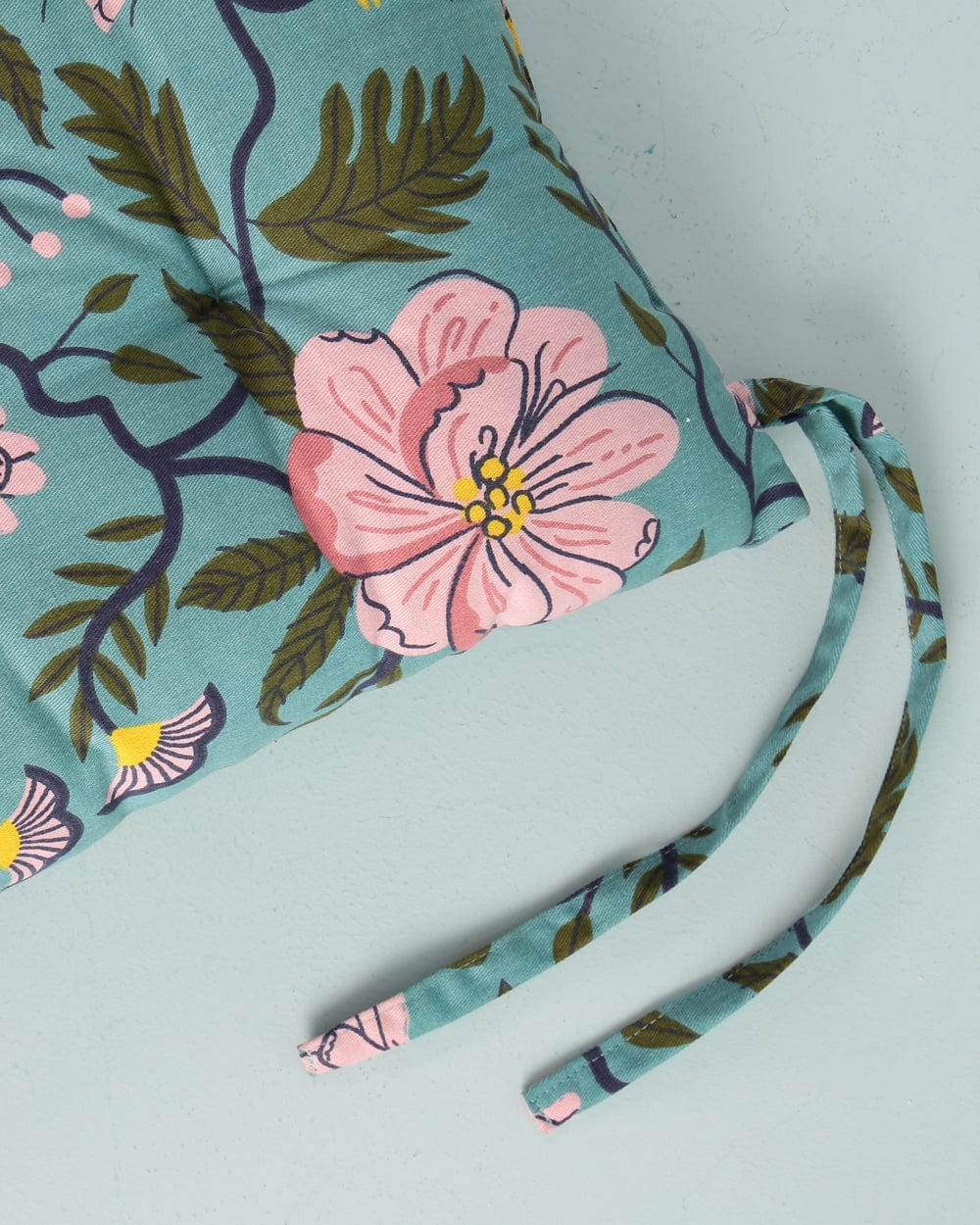 Chumbak Floaty Posies Seat Cushion- Teal