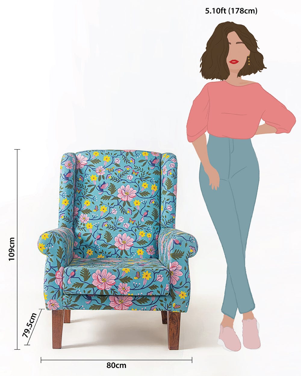 Chumbak The Begum Wing Chair -Printed