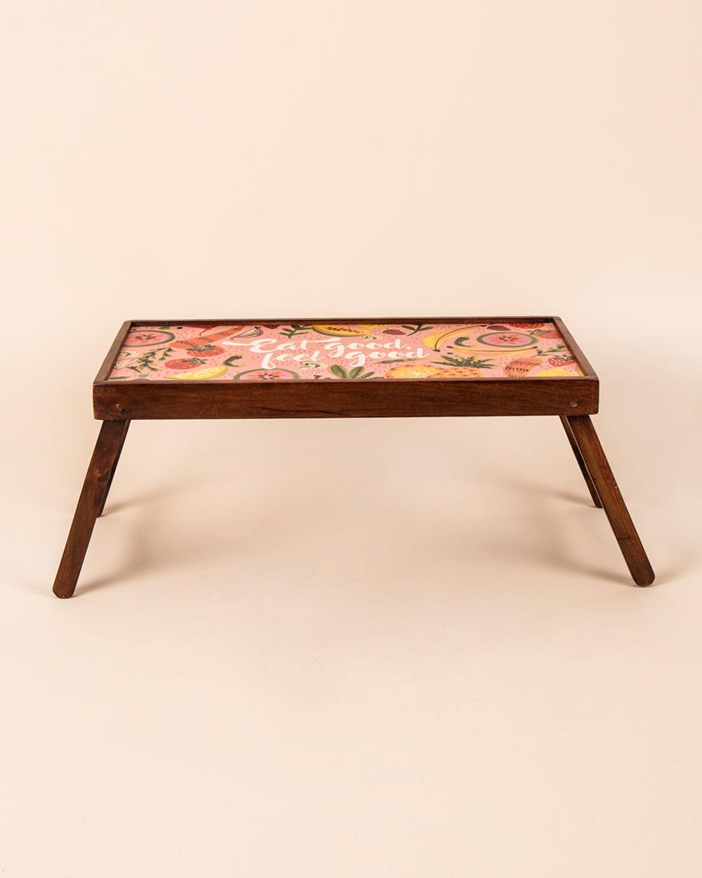 Chumbak Eat Good , Feel Good Foldable Breakfast Tray - Peach