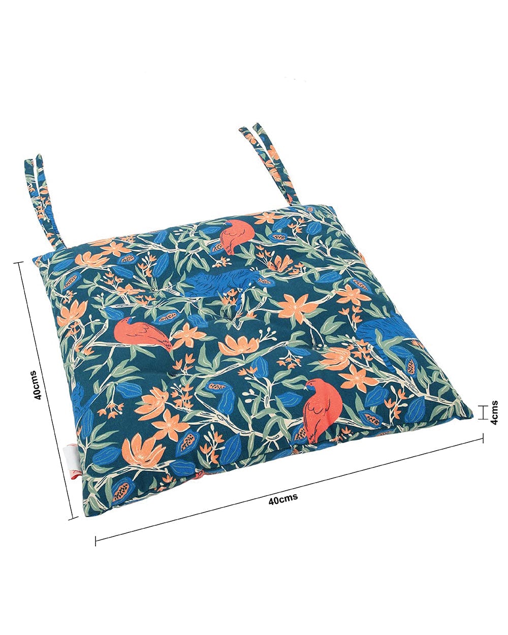 Chumbak Feather Flaunt Seat Cushion - Blue