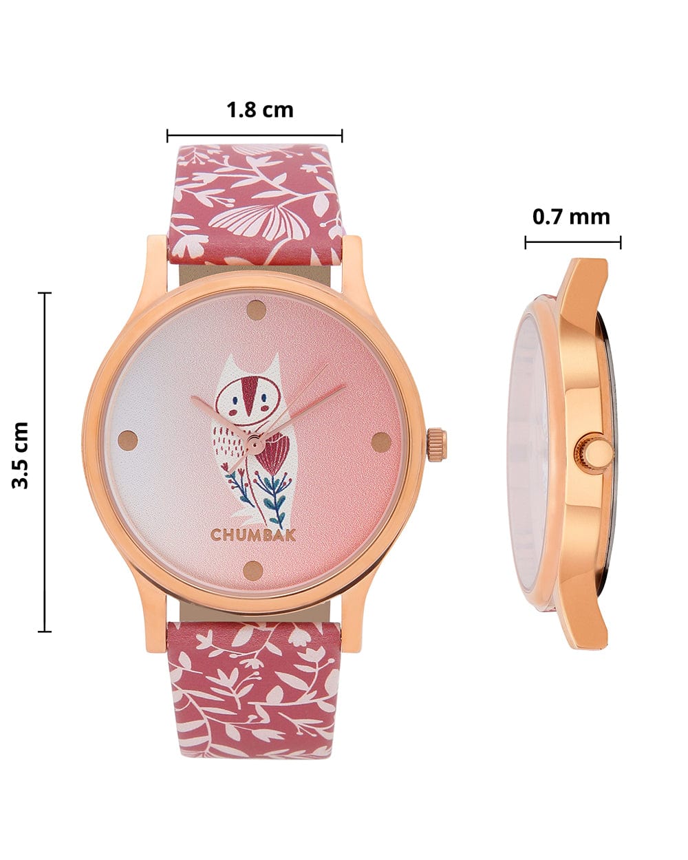 Chumbak TEAL by Chumbak Tropical Owl Ombre Watch Earthy Pink