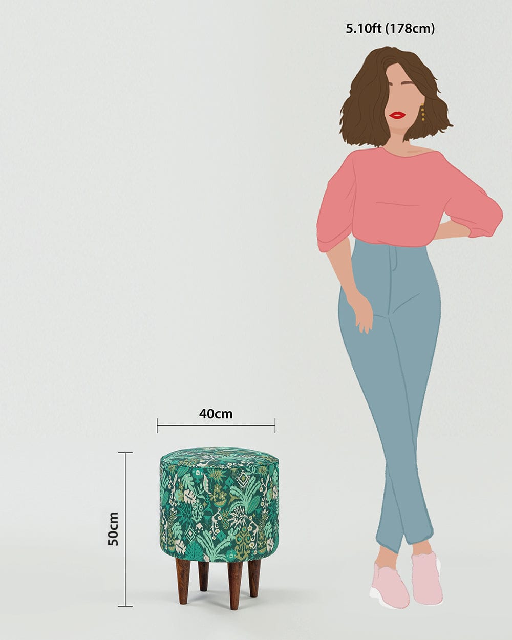 Chumbak The French Pouffe - Tropical Ikkat