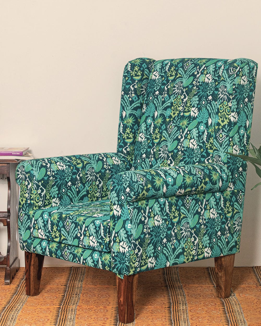 Chumbak The Begum Wing Chair - Tropical Ikkat