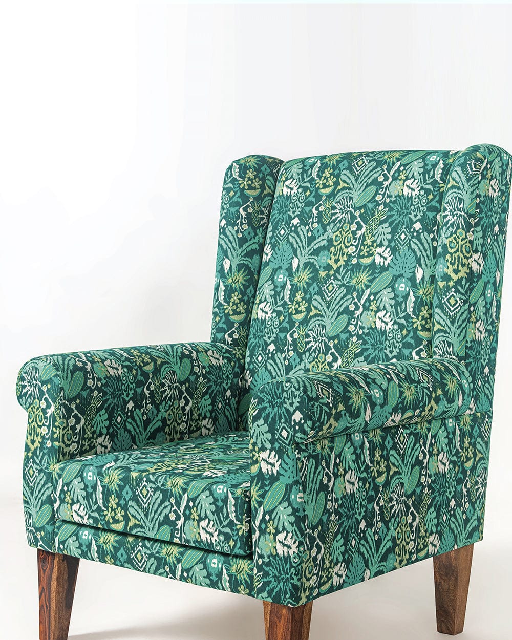 Chumbak The Begum Wing Chair - Tropical Ikkat