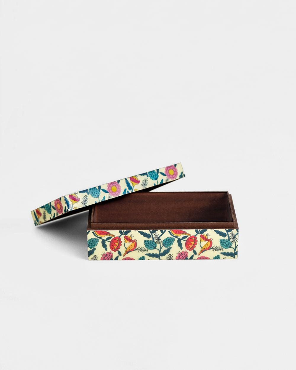 Chumbak Country Wooden Tissue Box - Floral, 9” x 5” x 3”