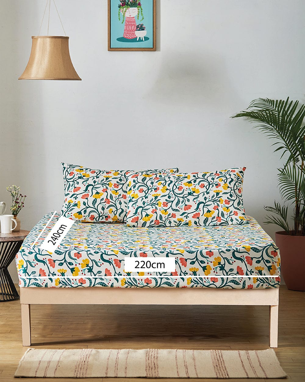 Chumbak TEAL by Chumbak Holland Flower Fields Bedsheet - Queen Size, 136TC