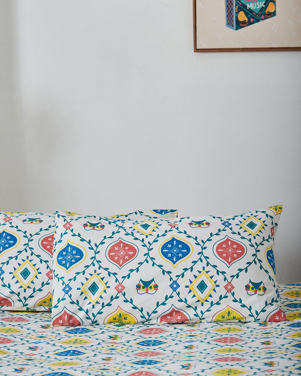 Chumbak TEAL by Chumbak Arctic Owl Bedsheet - Queen size, 136TC