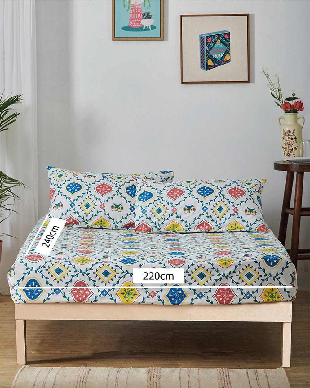 Chumbak TEAL by Chumbak Arctic Owl Bedsheet - Queen size, 136TC