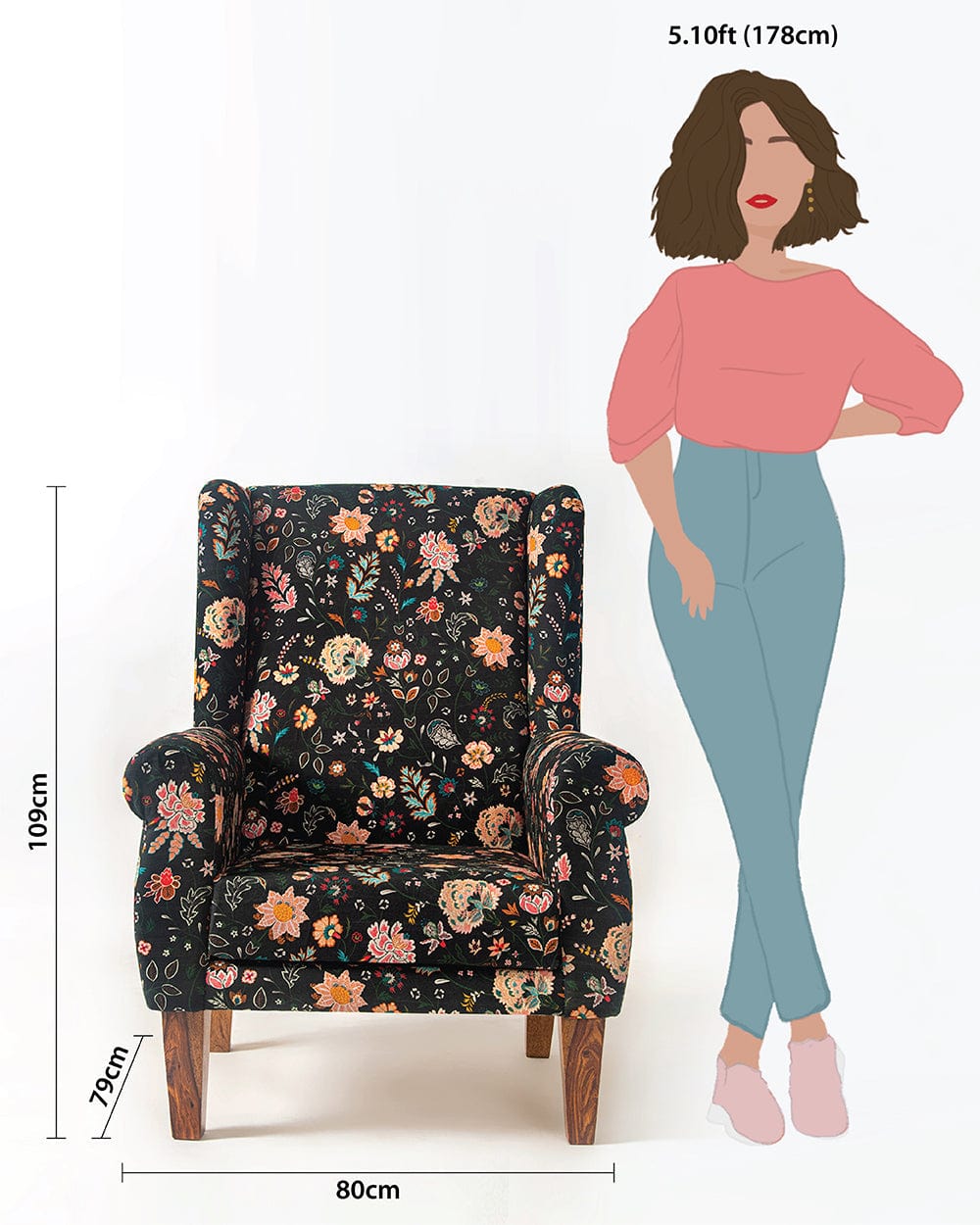 Chumbak The Begum Wing Chair -Printed