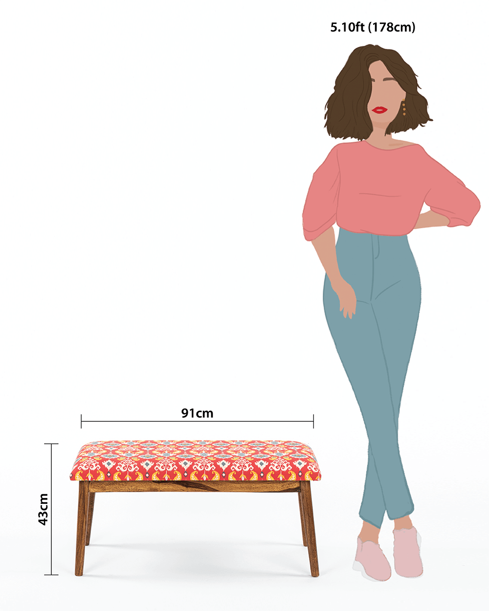 Chumbak Jodhpur Bench - Red Ikkat