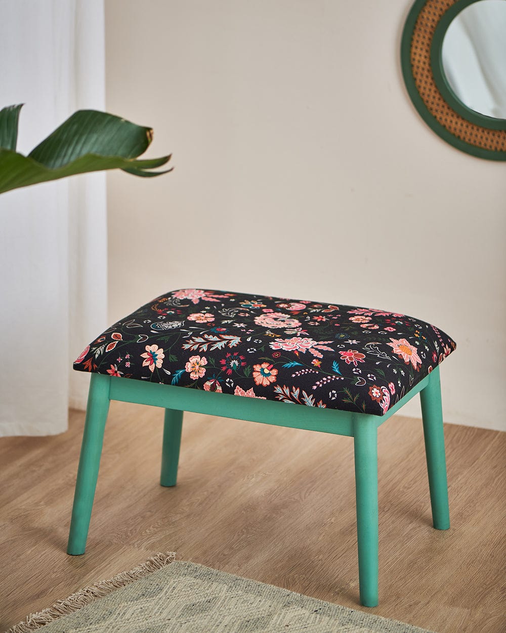 Chumbak Memsaab Bench Small - Bohemian Paisleys, Teal
