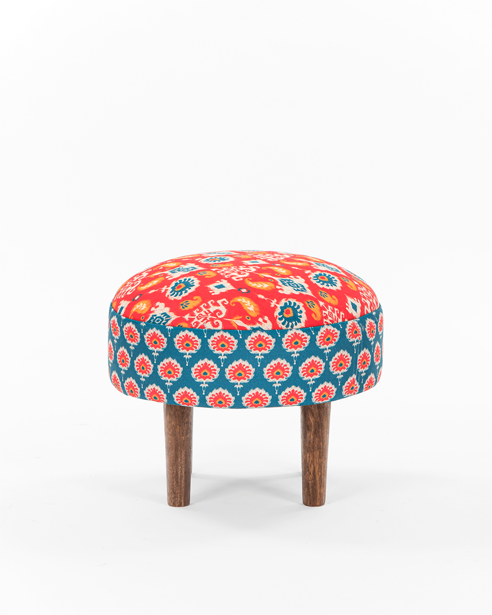 Chumbak Begum Foot Rest - Red & Blue Ikkat