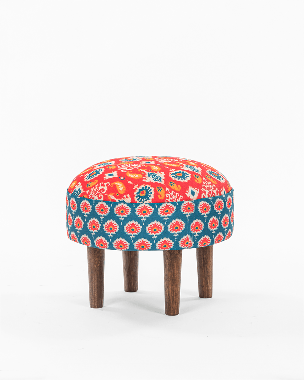 Chumbak Begum Foot Rest - Red & Blue Ikkat