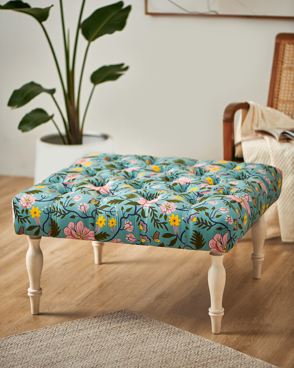 Chumbak The English Ottoman - Tufted Spring Bloom