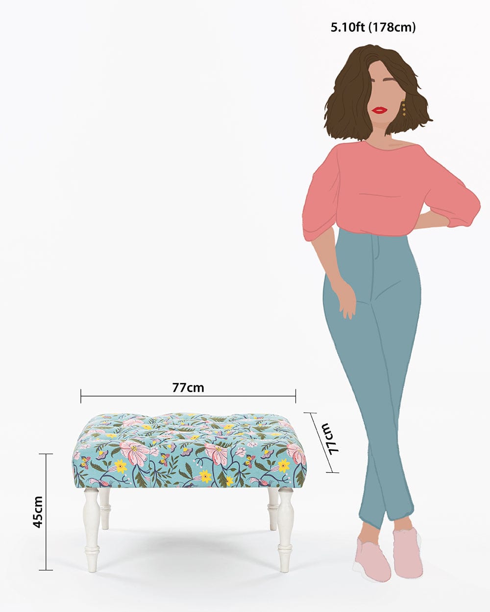 Chumbak The English Ottoman - Tufted Spring Bloom